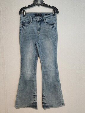 Judy Blue Charlotte Tinted Pin Tack Detail Flare Jeans Stretch 9/29